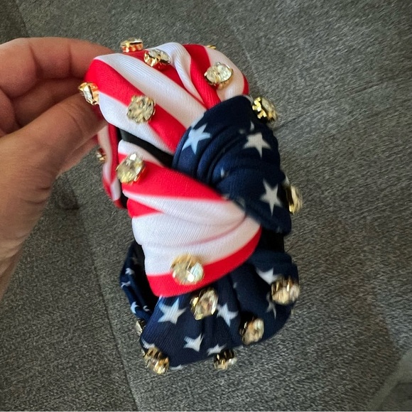 American Flag print rhinestones knot headband NWT - Picture 4 of 11